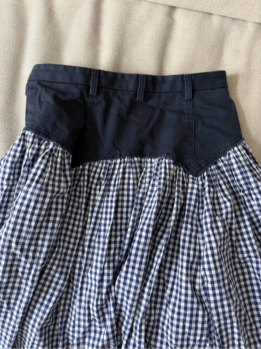 Sandy Liang Navy Gingham Midi Skirt - Picture 6 of 6